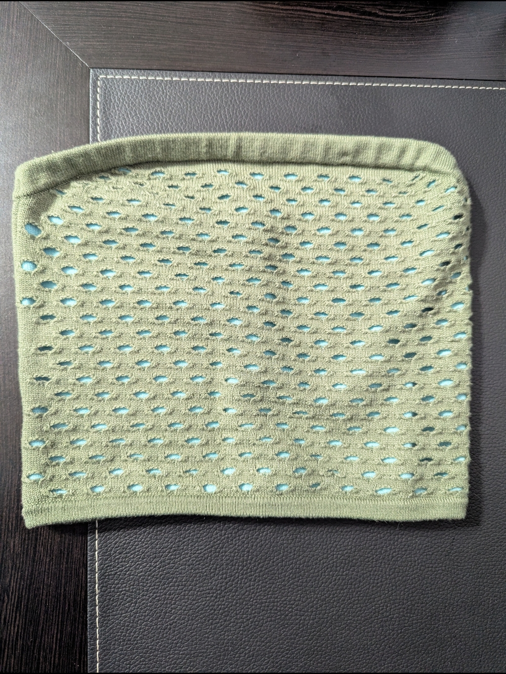 aerie Olive Green Knit Top with Light Blue Lining
